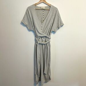 Anthropologie Coastal Striped Maxi Dress Beach Summer Travel Large